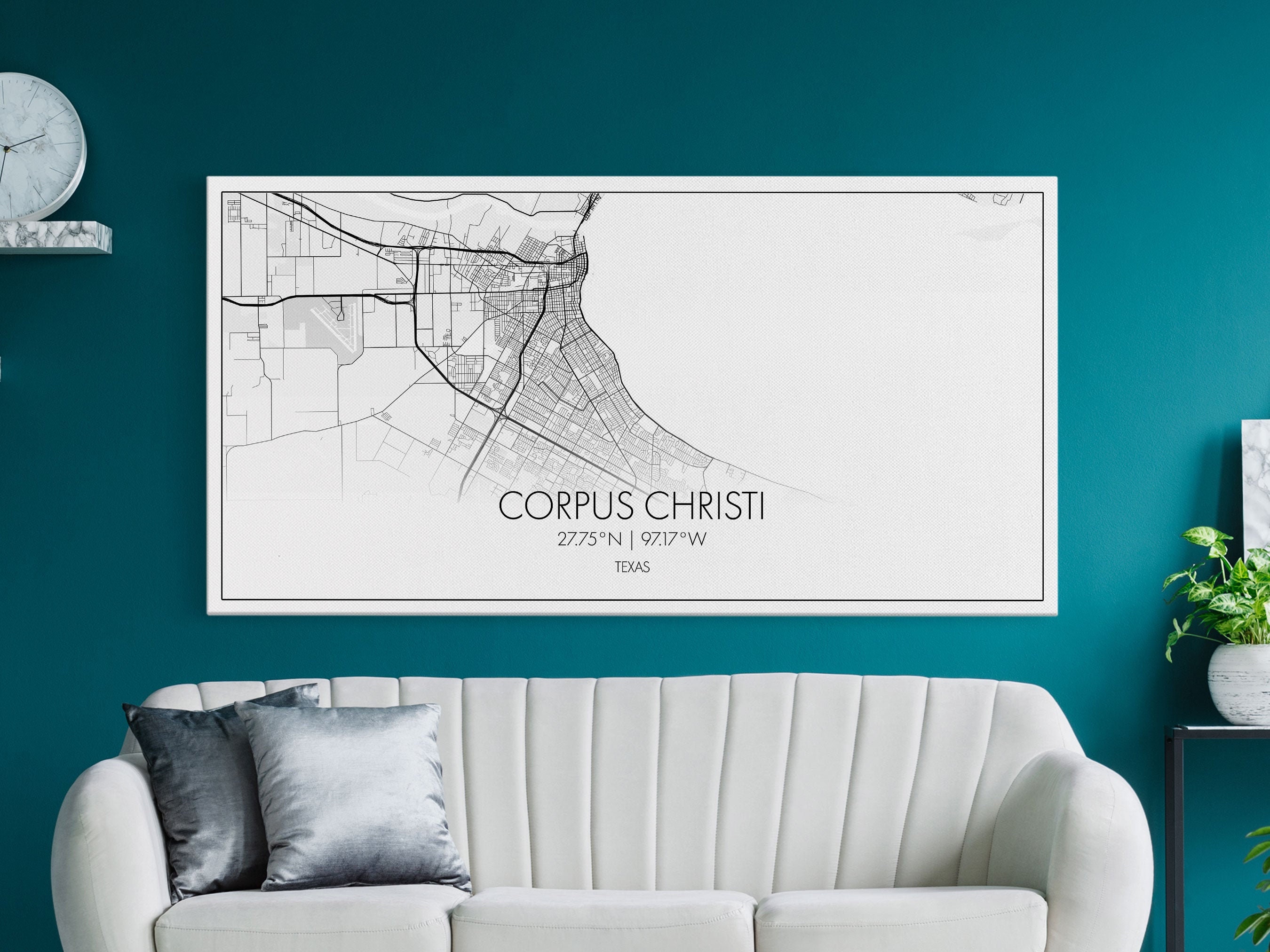 Corpus Christi Street Map Texas Map Map Print Minimalist - Etsy