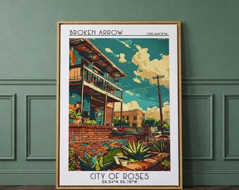 Broken Arrow Travel Poster, Canvas Print, City Travel Poster, Vintage City Poster, Travel Wall Decor, City Wall Art, Travel Wall Art