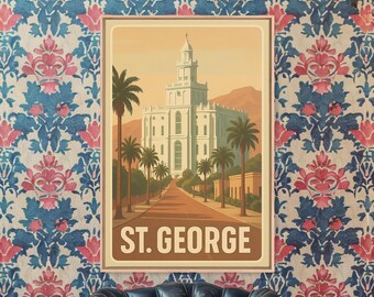 St George Travel Poster, Framed Canvas Print, Old School Travel Poster, St George Art Print, Retro Travel Print, City Travel Prints