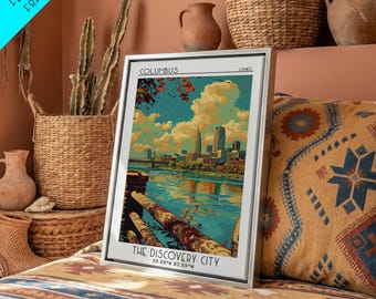 Columbus Ohio Travel Poster, Canvas Print, Poster Print, Travel Wall Art, City Wall Art, Poster Art, Landscape Art, Travel Art Print