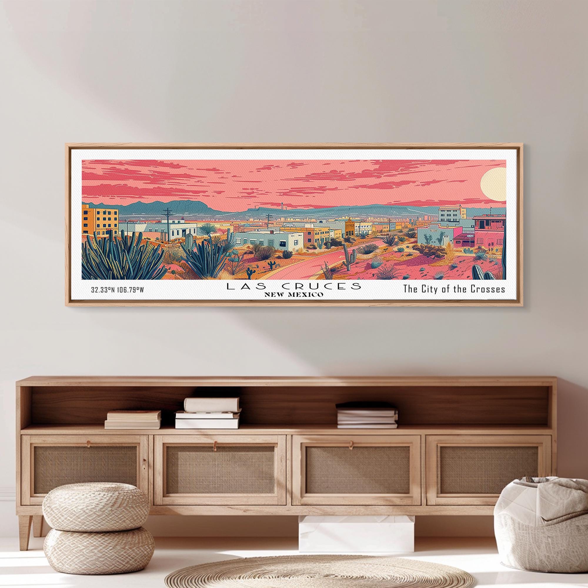 Las Cruces New Mexico Panoramic Canvas Print: Mid Century Modern