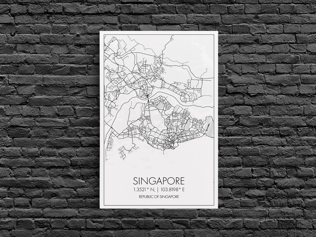Singapore Street Map Singapore Map Asia City Map Print - Etsy