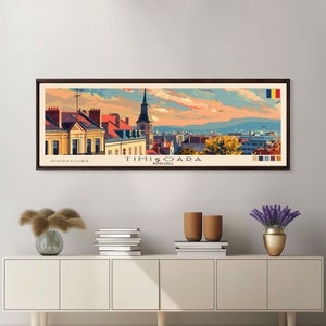 Timisoara Romania Travel Print Wall Art, Panoramic City Art, Travel Art, Wall Decor, Vacation Gift, Framed Canvas Print Or Metal Art