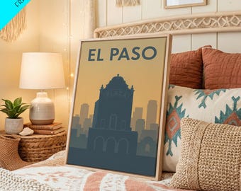 El Paso Travel Poster, Canvas Print, Vintage City Poster Art, El Paso City Art, City Art Print, Fine Art Print, Travel Poster Set