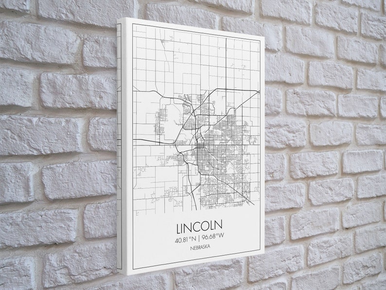 Lincoln Street Map, Nebraska Map, City Map Art, Modern Wall Art, Wall ...