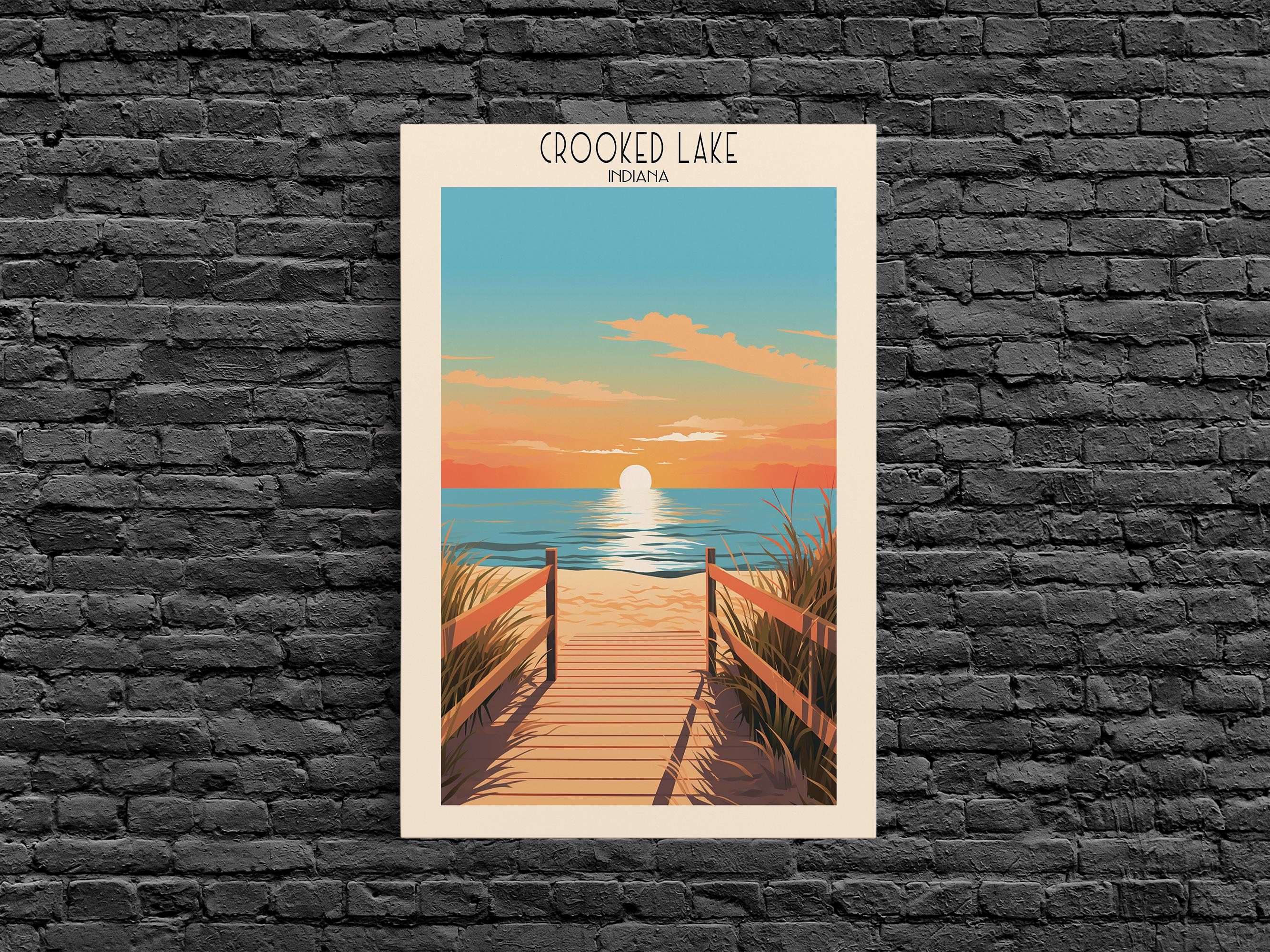 Crooked Lake Indiana Canvas Print: Mid-century Modern Lake House