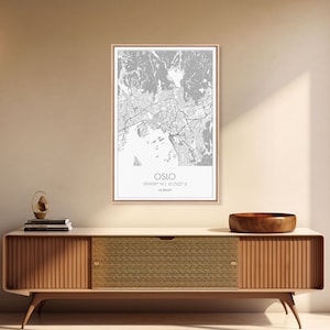 Oslo Street Map, Norway Map, Europe City Map Art, Modern Art, Wall Art, Canvas Print, Bedroom Art, Travelling Gifts, Travel Wall Décor