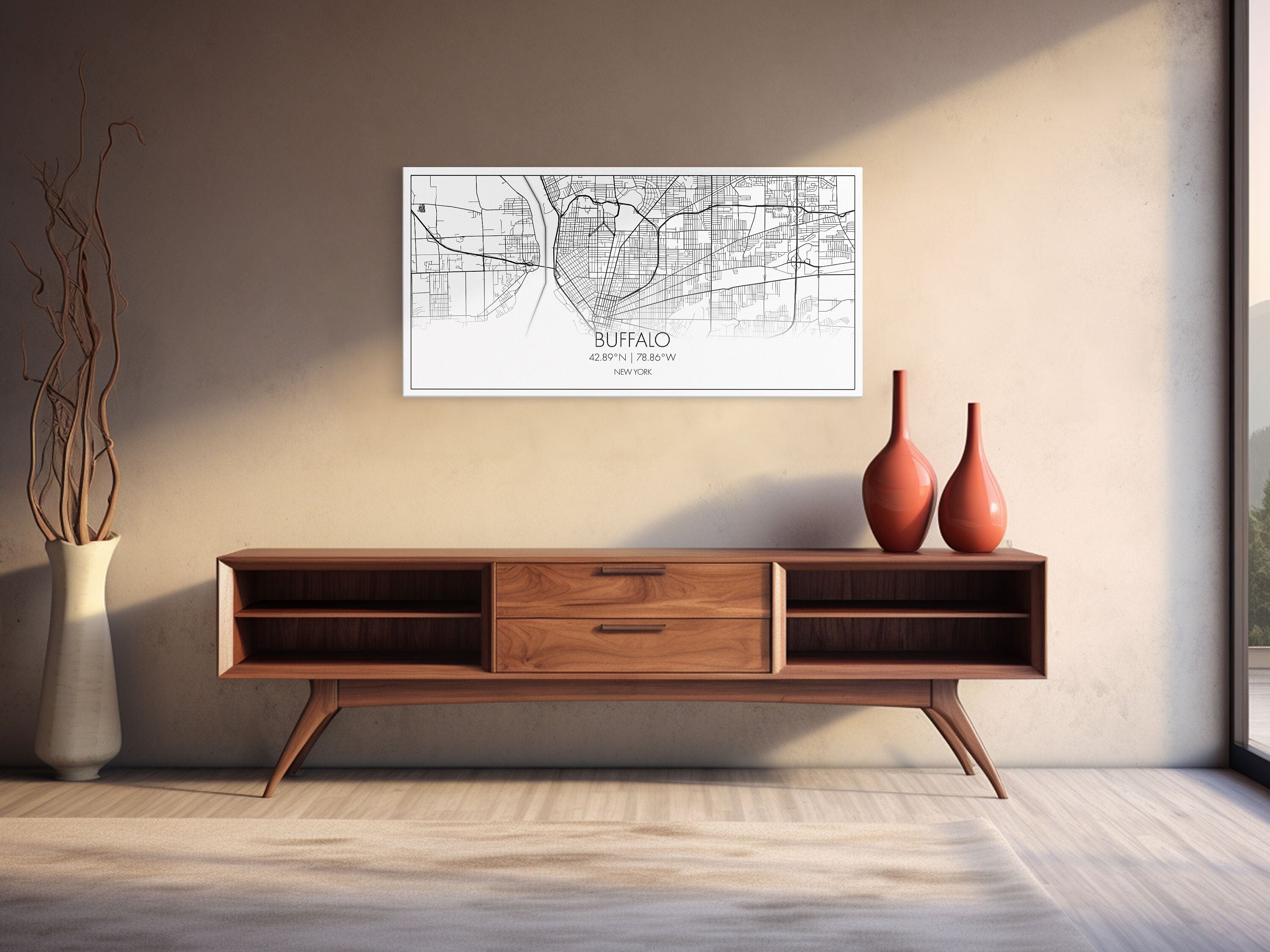 Buffalo Street Map New York Map Map Print Modern Art Wall - Etsy