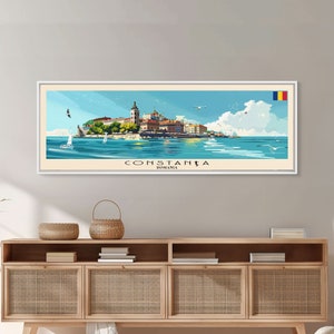 Constana Romania Wall Art, Panoramic Travel Poster, Panoramic Framed Canvas Print, City Wall Art, Wall Hanging Home Decor, Travel Art