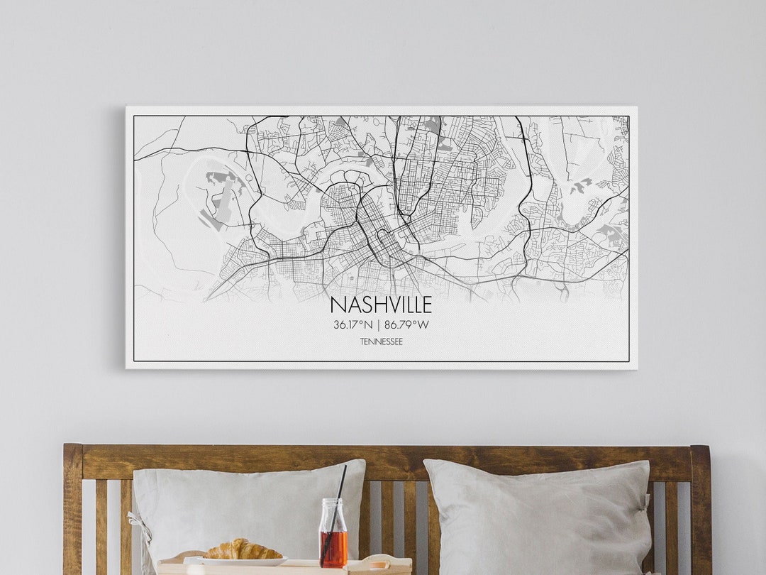 Nashville City Map Tennessee Map Map Art Minimalist Wall Etsy