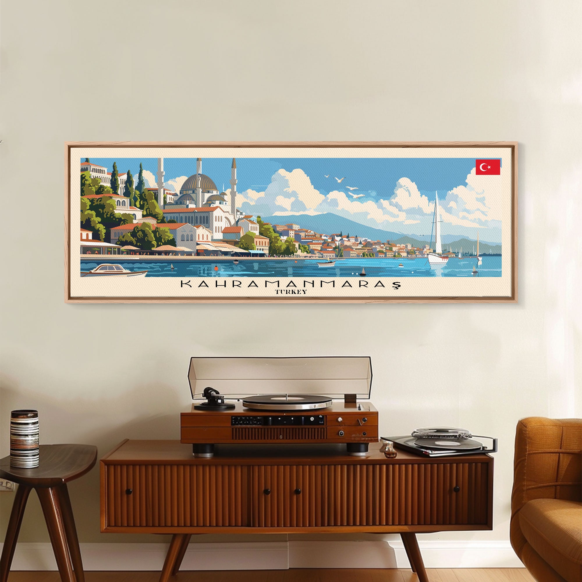 Kahramanmaras Turkey Panoramic Art: Travel Poster, Framed Canvas