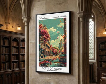 Fargo Travel Poster, Canvas Print, Vintage Travel Print, City Wall Art, Travel Print, Art Print, Gallery Wall Set, Colorful Wall Art