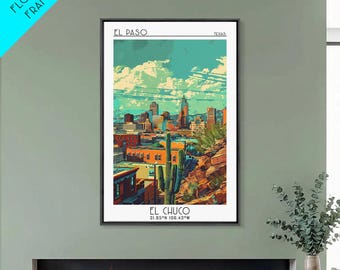 El Paso Travel Poster, Canvas Print, City Art Print, Travel Wall Art, Poster Print, Travel Wall Decor, Poster Art, Colorful Wall Art