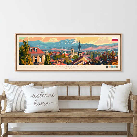 Kragujevac Serbia Art Print: Panoramic Cityscape Travel Poster