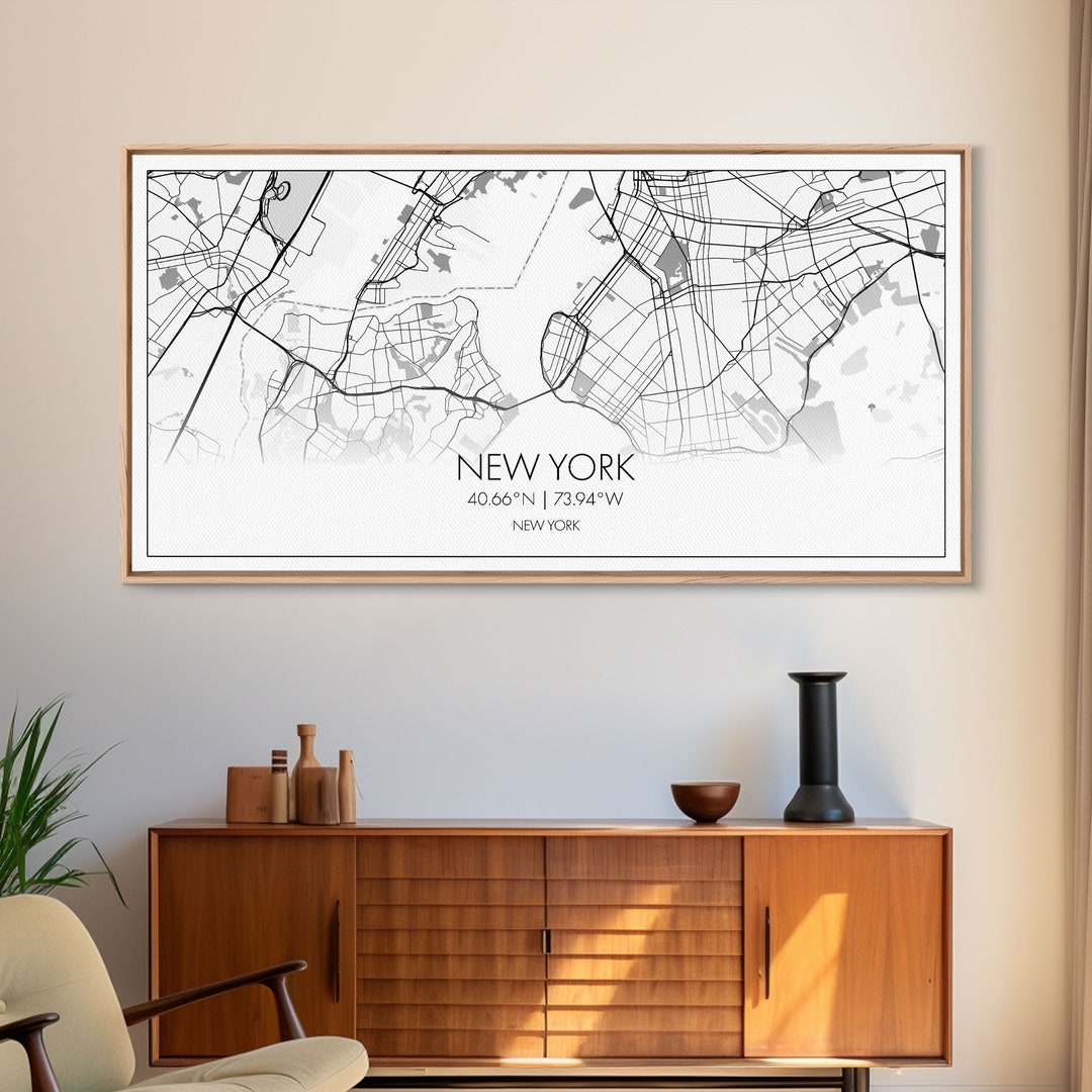 New York City Map Art: Minimalist Canvas Wall Art - Etsy