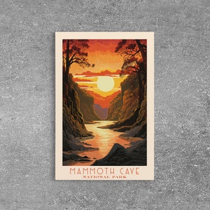 Mammoth Cave National Park Kentucky Travel Art, National Park Print, Minimalist Travel Art, Midcentury Modern Style Landscape Painting