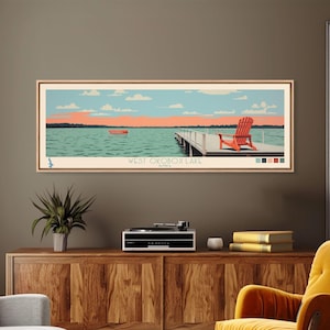 West Okoboji Lake Iowa Canvas Print: Mid-Century Modern Lake House Art