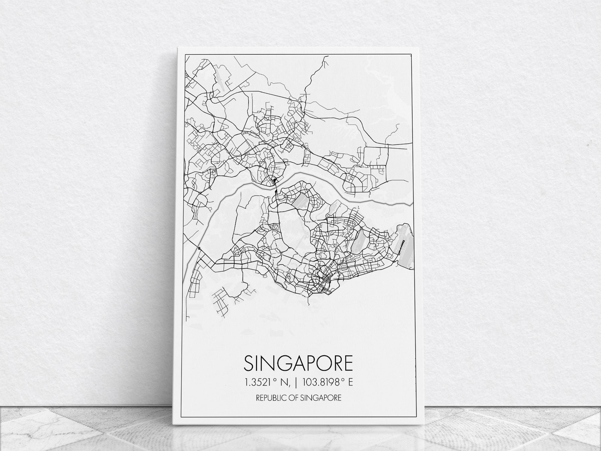 Singapore Street Map Singapore Map Asia City Map Print - Etsy