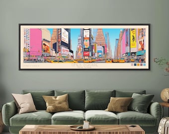 Times Square Canvas Print: Panoramic New York City Wall Art