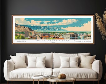 West Valley City Utah Canvas Print: Mid-Century Modern Panoramic Art