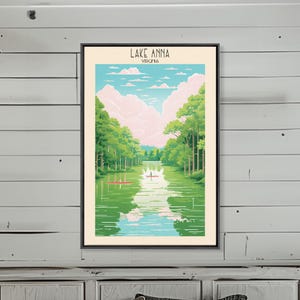 Lake Anna Virginia Art Print: Mid-Century Modern Lake House Decor
