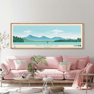Smith Mountain Lake, Virginia Canvas Print: Mid-Century Modern Lake House Decor