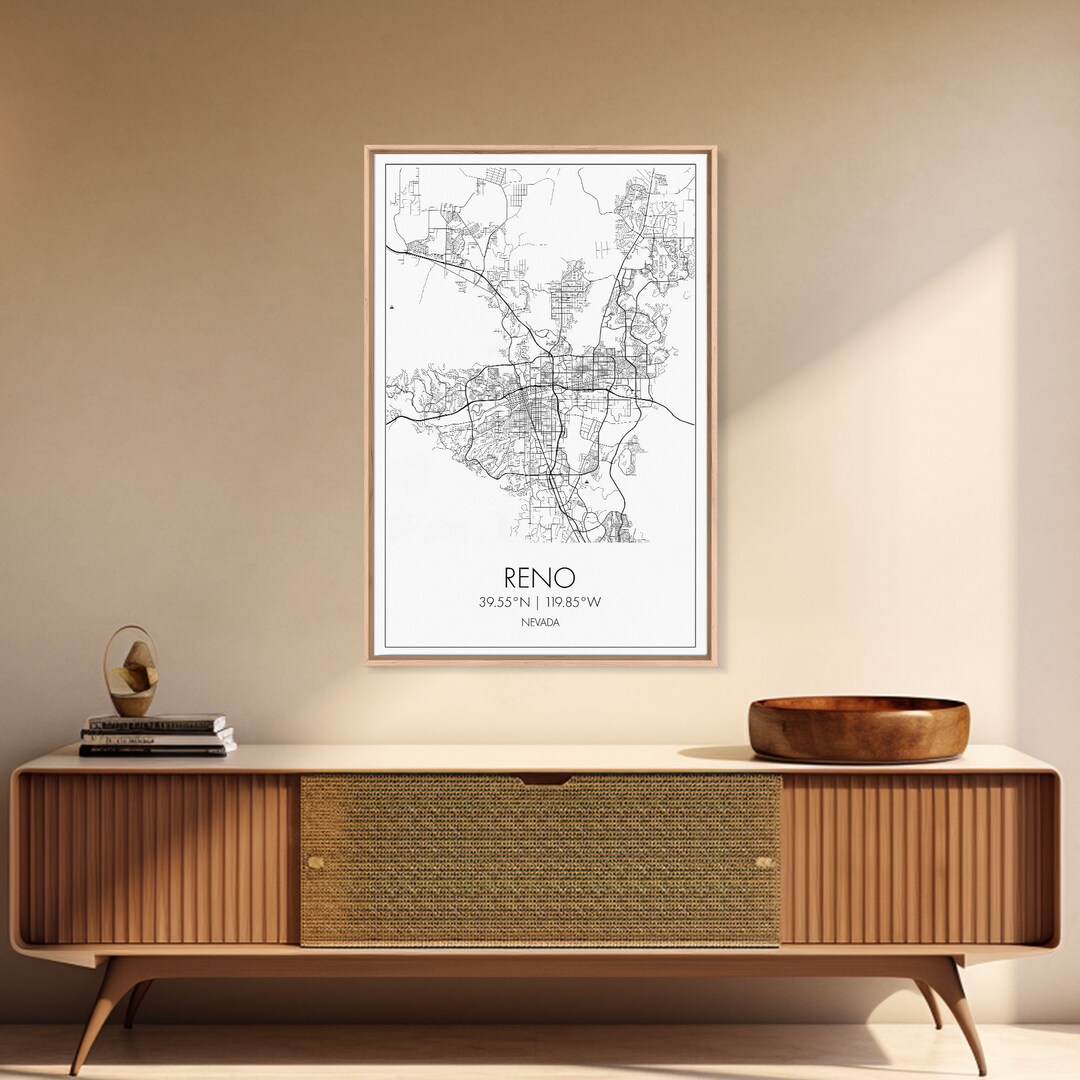 Reno Street Map, Nevada Map, City Map Art, Minimalist Art, Wall Art ...
