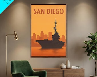 San Diego Travel Poster, Canvas Print, Minimalist Retro Wall Art, San Diego Travel Art, Vintage City Art, Fine Art Print, Modern Wall Decor