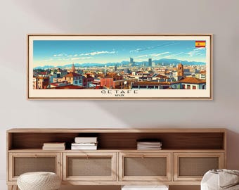 Getafe Spain Panoramic Art Print: Mid-Century Travel Poster