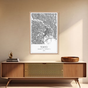 Mapa de la calle de Tokio, Mapa de Japón, Impresión de mapas de la ciudad de Asia, Arte moderno de la pared, Arte de la pared, Impresión de lienzo, Regalo de graduación, Decoración del Ministerio del Interior, Impresión de viaje