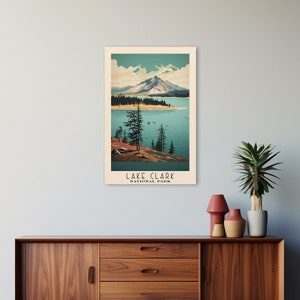 Lake Clark National Park Alaska Travel Art, National Park Print, Minimalist Travel Art, Midcentury Modern Style Landscape Painting