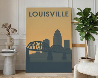 Louisville Kentucky Travel Poster, Framed Canvas Print, Vintage City Poster Art, Louisville City Art, Vintage City Poster, Modern Wall Decor