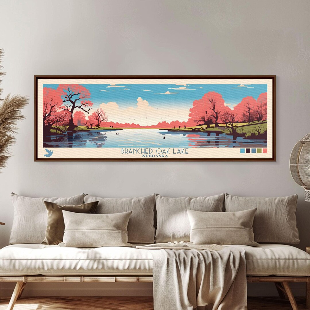 Branched Oak Lake Nebraska Canvas Print: Pop Art Travel Poster