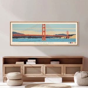 Golden Gate Bridge Framed Canvas Print: Vintage Travel Poster image 3