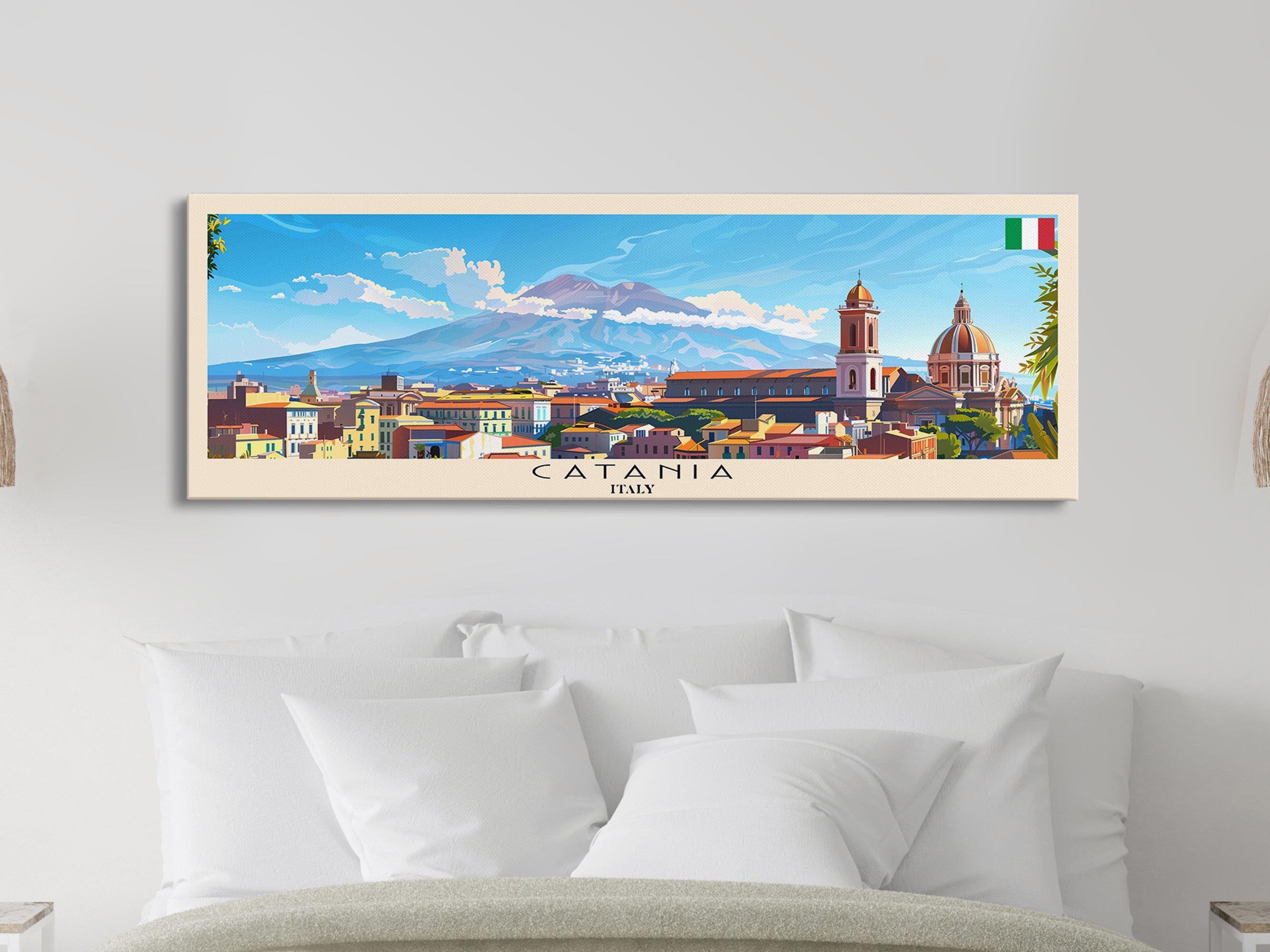 Tirage Albuminé Vintage 'Italia, Nicolosi, Catania, Panorama' - Original Circa 1880, Format 24x29 Cm