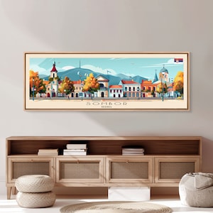 Sombor Serbia Travel Print Wall Art, Panoramic City Art, Travel Art, Wall Decor, Vacation Gift, Framed Canvas Print Or Metal Art