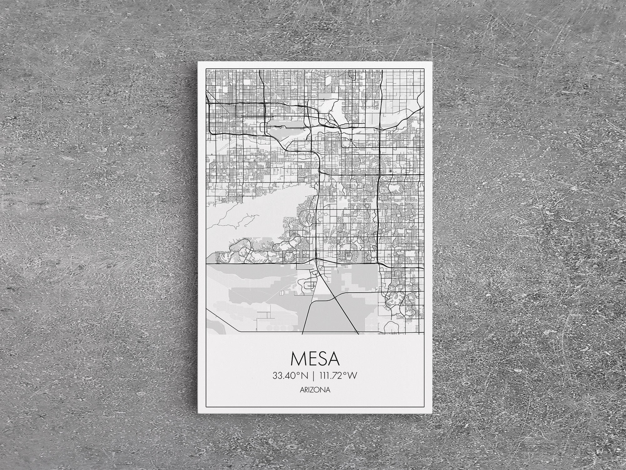 Mesa Street Map, Arizona Map, City Map Art, Modern Art, Wall Art ...