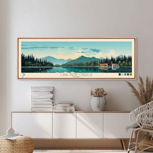 Lake Pend Oreille Idaho Canvas Print: Mid-Century Modern Panoramic Wall Art