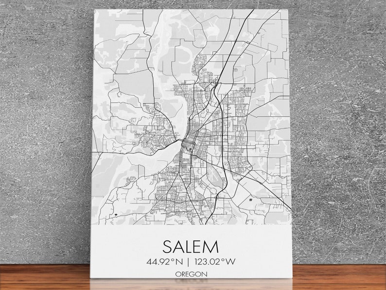 Salem Street Map Oregon Map City Map Art Minimalist Art - Etsy