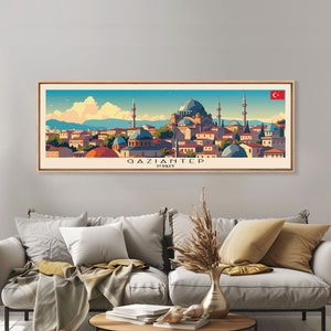 Gaziantep Turkey Travel Print Wall Art, Panoramic City Art, Travel Art, Wall Decor, Vacation Gift, Framed Canvas Print Or Metal Art