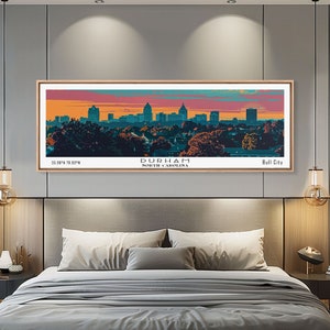 El Cajon California Panoramic Wall Art, Mid Century Modern Framed Canvas Print, Retro Pop Art Travel Poster, City Home Decor, Office Art