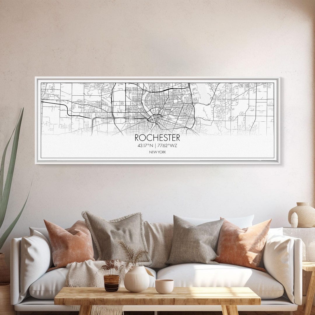 Rochester New York City Map Art, Panoramic Minimalist Print - Etsy