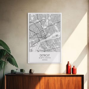 Detroit Michigan Map Art: Minimalist City Canvas Print