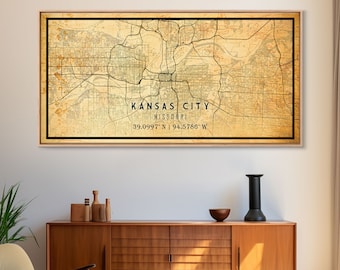 Kansas City Map Print, Kansas Gifts, Map of Kansas City, Kansas City Missouri, Map Wall Art, Cool Office Wall Art For Him