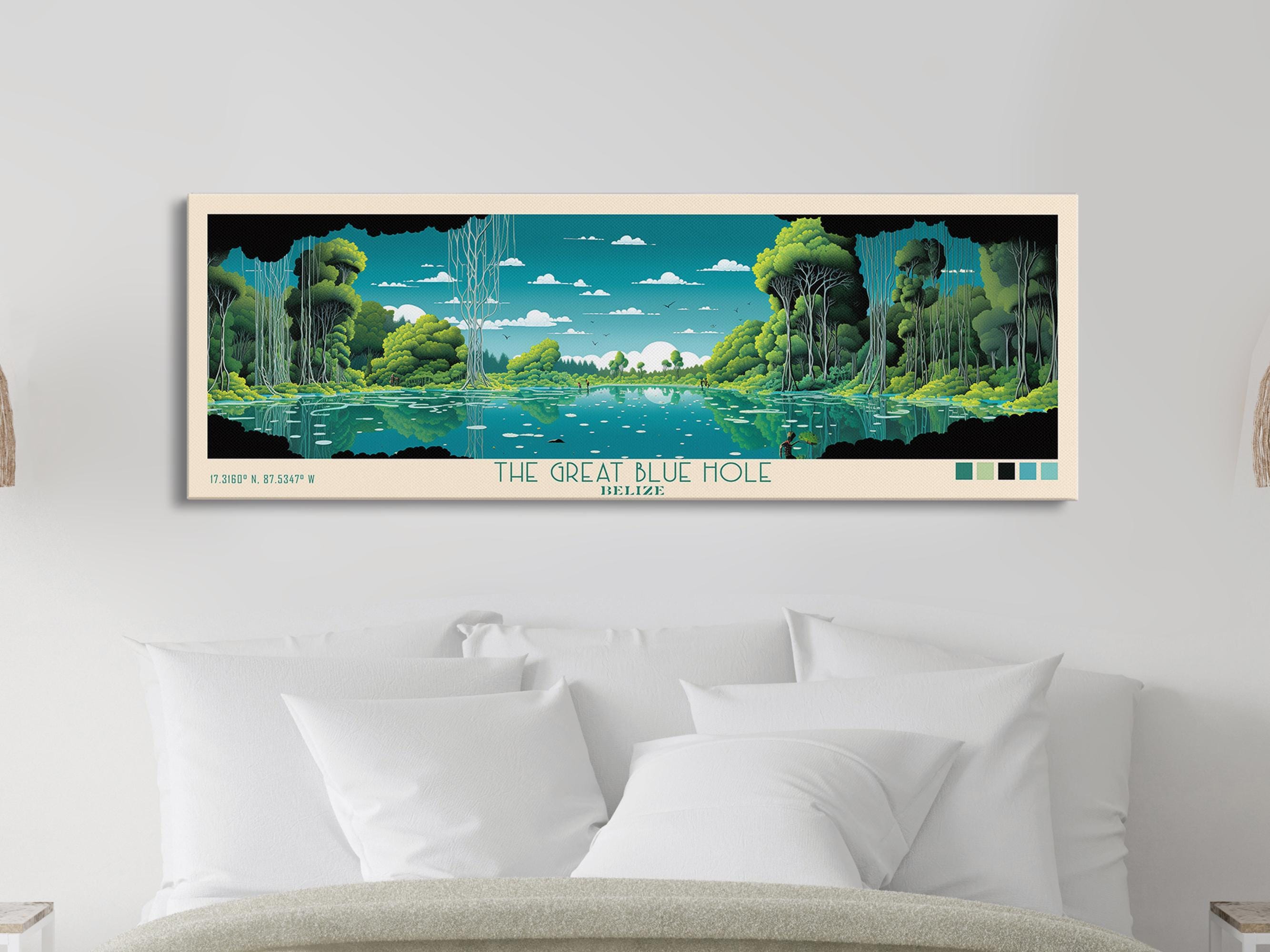 The Great Blue Hole Travel Art Framed Canvas Print, Belize, Home