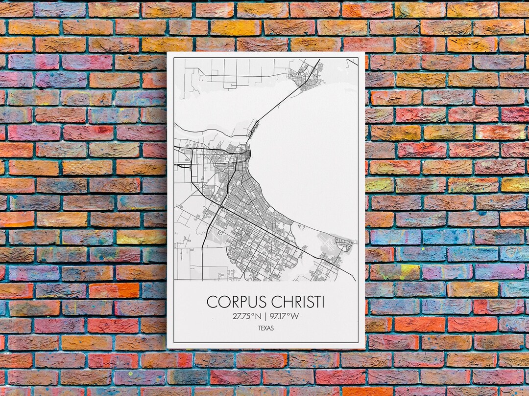Corpus Christi Street Map Texas Map City Map Art Minimalist - Etsy