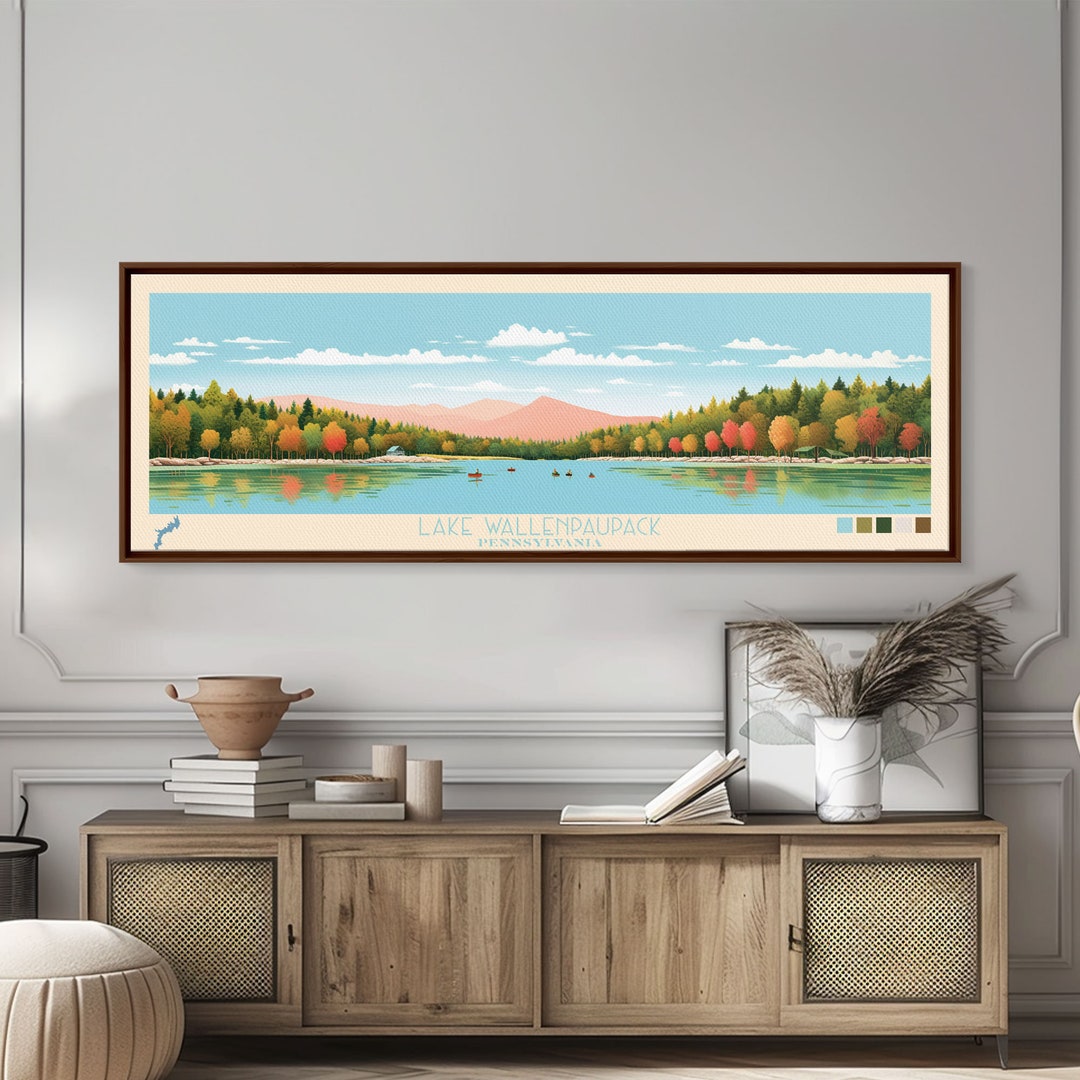 Lake Wallenpaupack, Pennsylvania Panoramic Wall Art Framed Canvas Print