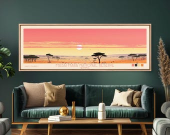 Masai Mara National Reserve Art Print: Retro Travel Poster