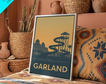 Garland Travel Poster, Canvas Print, Vintage City Poster Art, Garland Travel Art, Vintage Travel Print, Travel Wall Decor, City Art Print