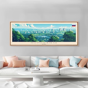 Novosibirsk Russia Travel Print Wall Art, Panoramic City Art, Travel Art, Wall Decor, Vacation Gift, Framed Canvas Print Or Metal Art